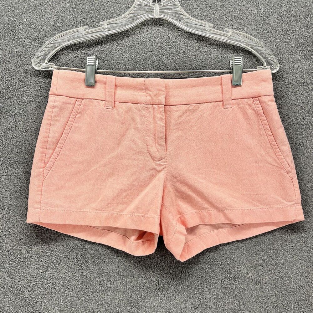 J. Crew Shorts Womens 0 Pink Chino Low Rise Flat Front Casual‎ Cotton